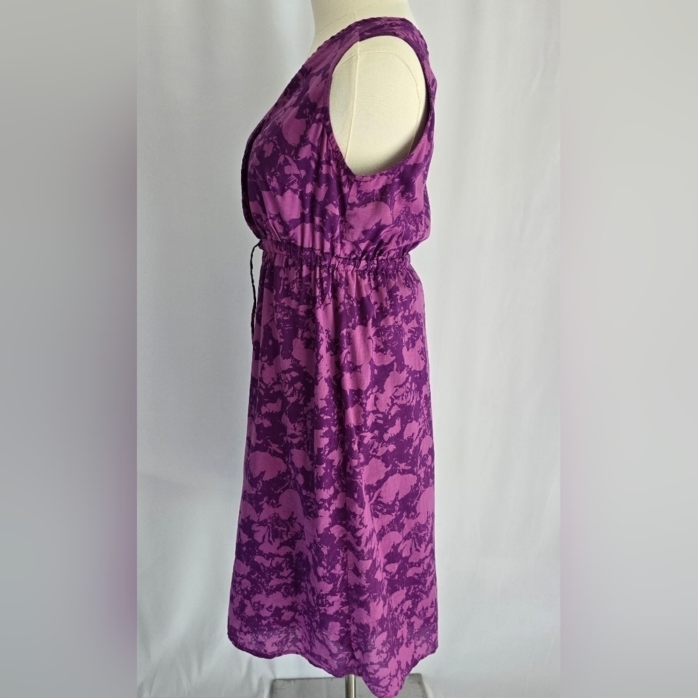 Eddie Bauer Purple Floral Cotton V-Neck Sleeveless Dress Sz. 6 - Picture 5 of 13